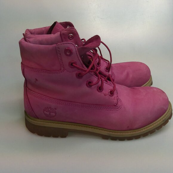 Timberland Boots Women's Size 7 Pink Nellie Chukka Nubuck Leather Shoes - Picture 3 of 10